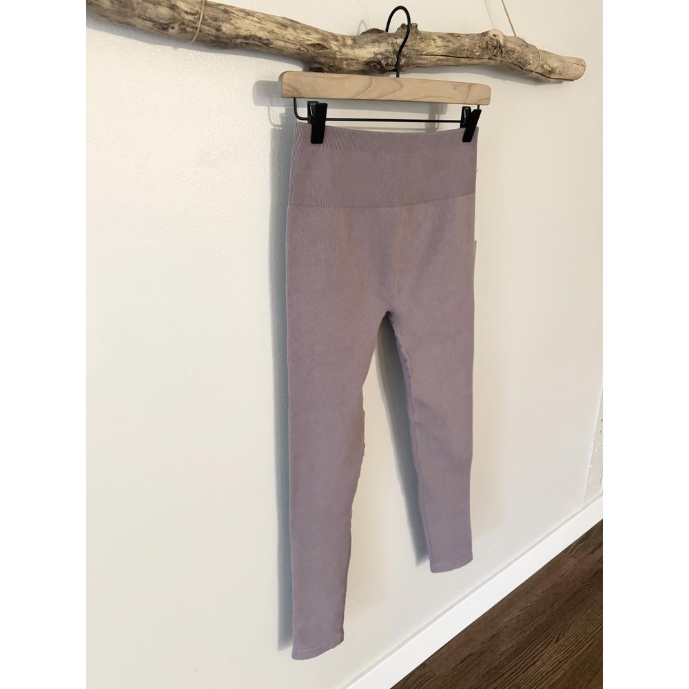 Everlane Leggings Seamless Ribbed Waist Lavender‎ Purple Activewear M/L - Picture 2 of 6